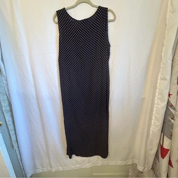 Jamie Brooke Navy Polka Dot Midi Dress | Size 14 | Rayon | Y2K Classic - Picture 6 of 6